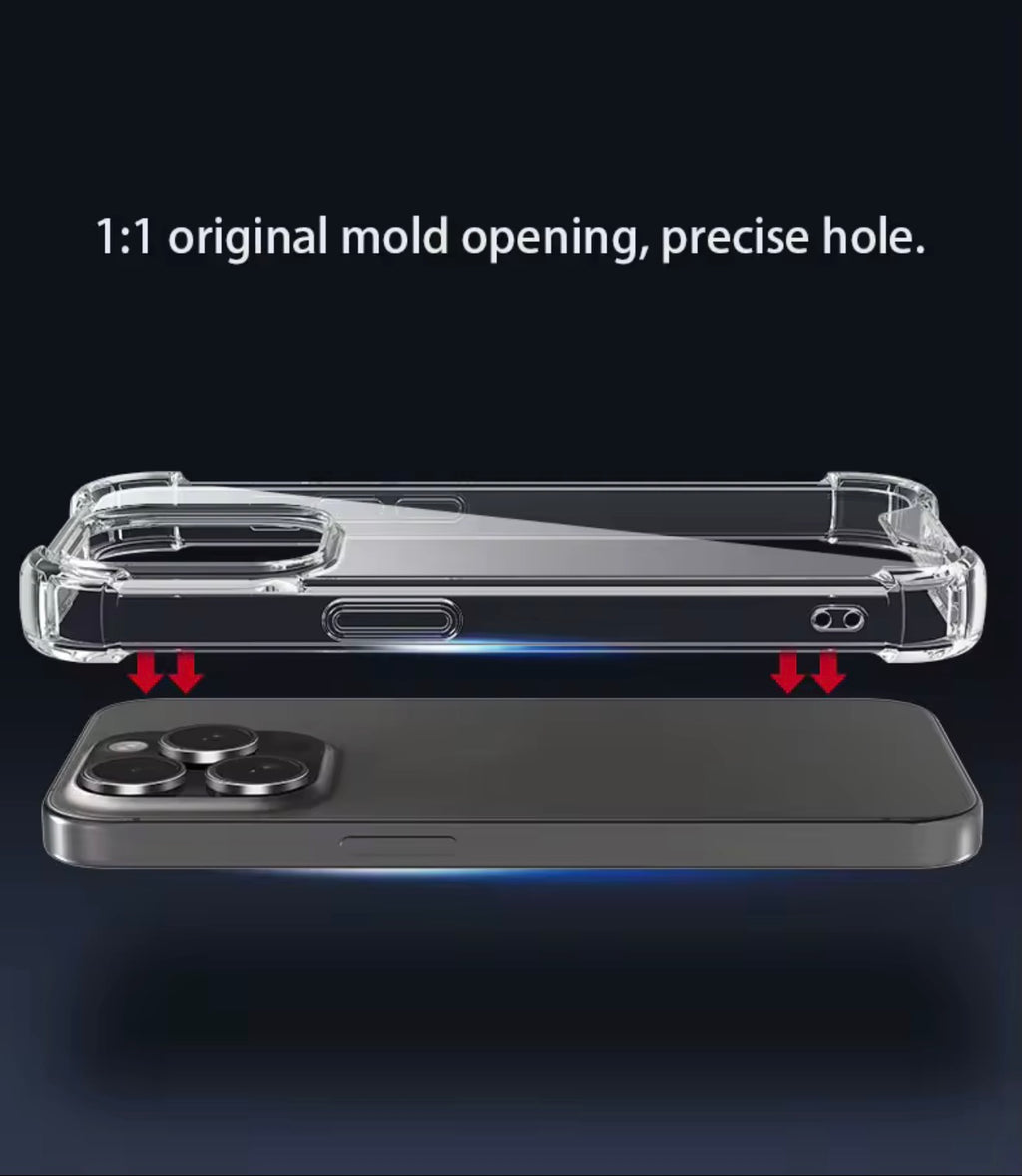 Anti-shock Corner Protective 1.5MM Soft TPU Hard PC Clear Phone Case for iPhone